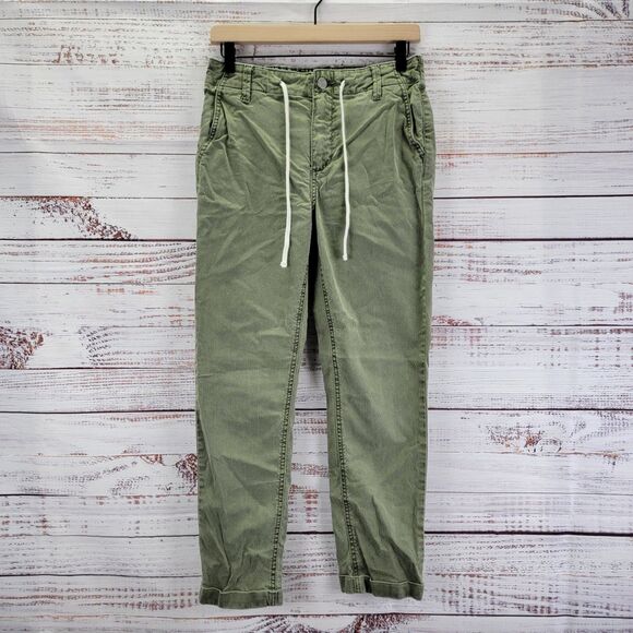 Paige Pants Womens 26 Green Christy Stretch Drawstring Elastic Waist Straight - Picture 1 of 11